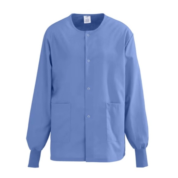 Medline Angelstat Nurse Laboratory Warm-Up Snap Close Jacket Ciel Blue Size 3XL - Picture 1 of 8